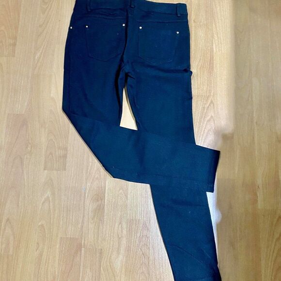 INC Black Petite Leggings Zipper Fly & Button - Picture 2 of 4